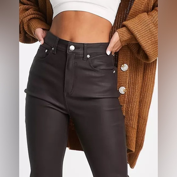 ASOS Design Power stretch flared jeans in coated chocolate brown 🍪 NWT 34/30 🍪 - Picture 7 of 12